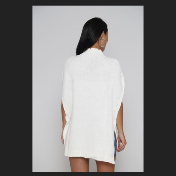 Chunky Mock neck snap button cape sweater - Picture 5 of 5